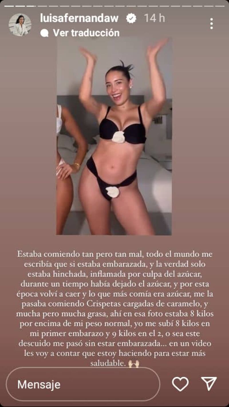 Luisa Fernanda W desde sus historias de Instagram