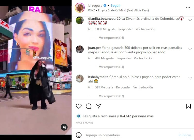 Usuarios de Instagram critican a 'La Segura' por su "logro" en Nueva York