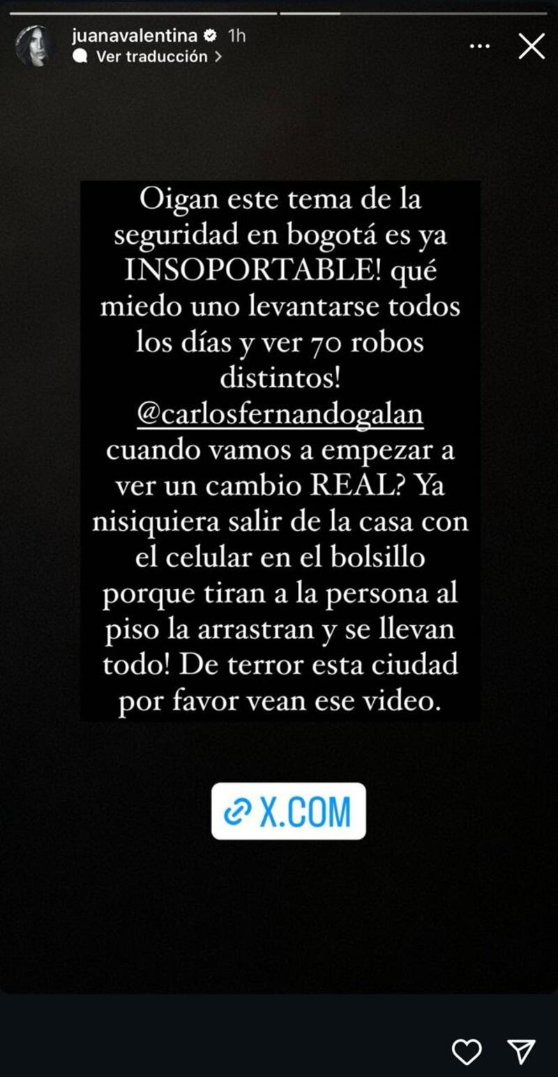 Juana Valentina, hermana de James Rodríguez, le preguntó a Galán cuando se verán los cambios en materia de seguridad en Bogotá