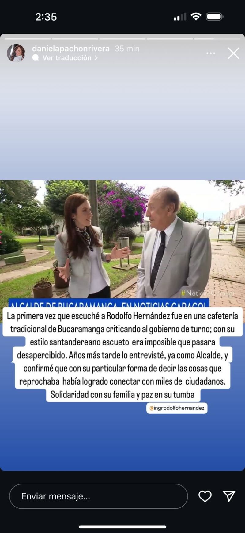 Daniela Pachón de Noticias Caracol recordó su entrevista con Rodolfo Hernández