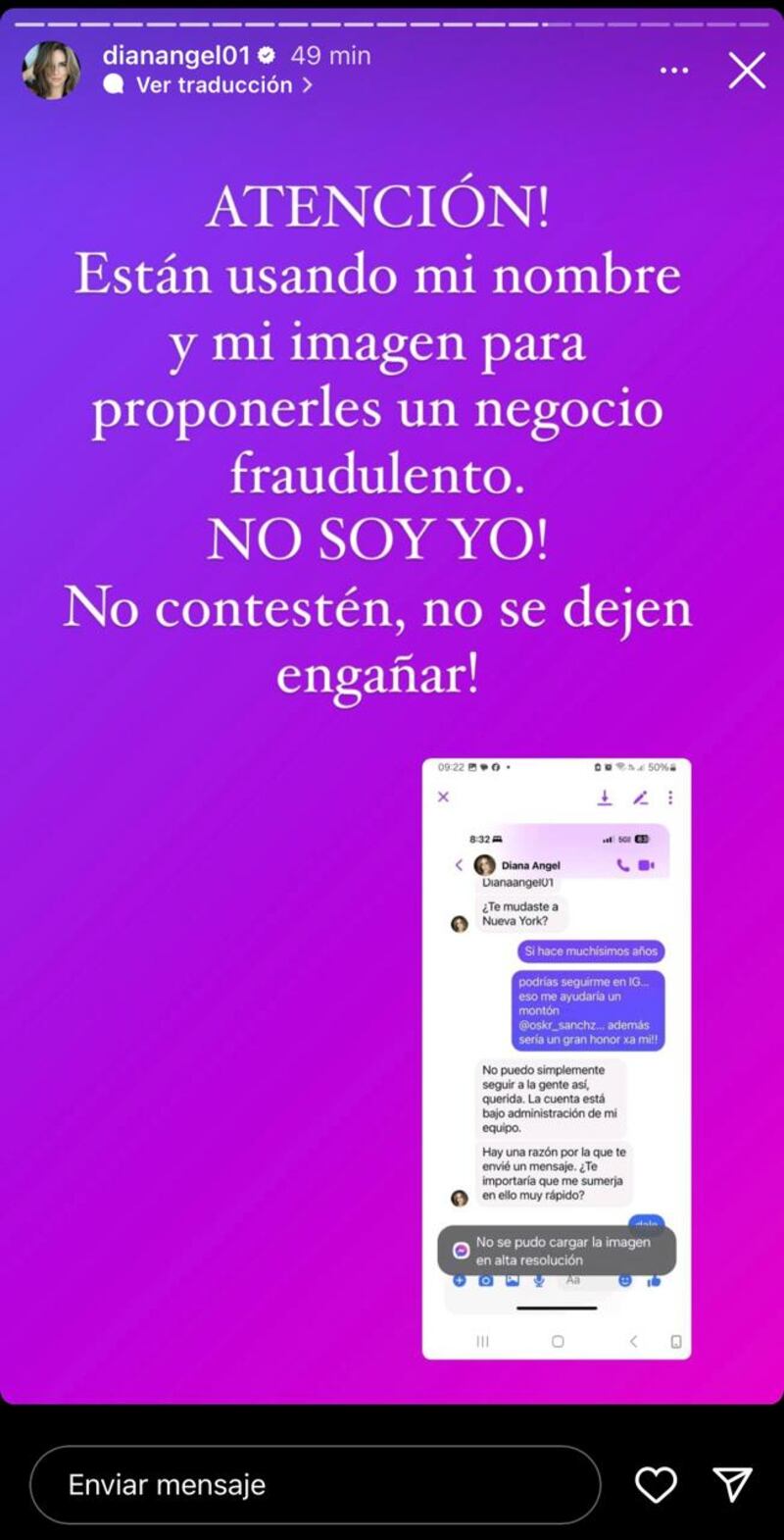 Diana Ángel de La casa de los famosos alertó a sus fans por presunta estafa