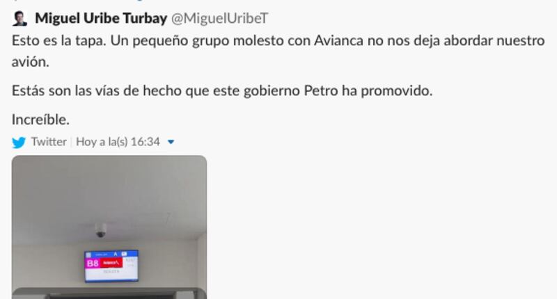 Trino de Miguel Uribe sobre Avianca