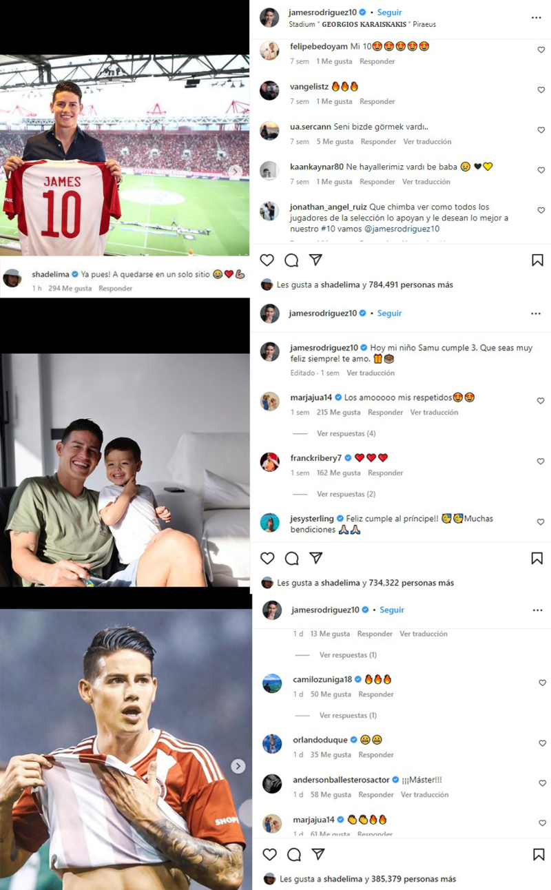 Shannon de Lima ha estado muy activa en las últimas publicaciones de James Rodríguez