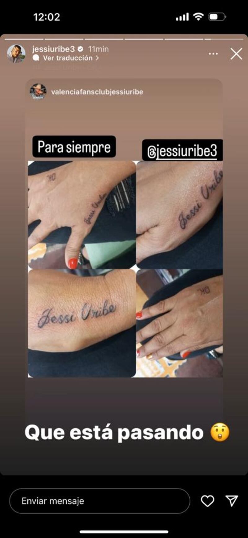 Jessi Uribe mostró el tatuaje que una de sus seguidores se hizo en su honor