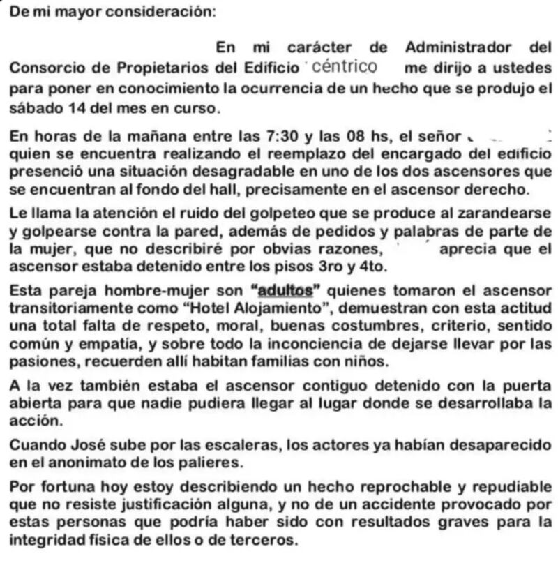 Carta de conserje se hace viral