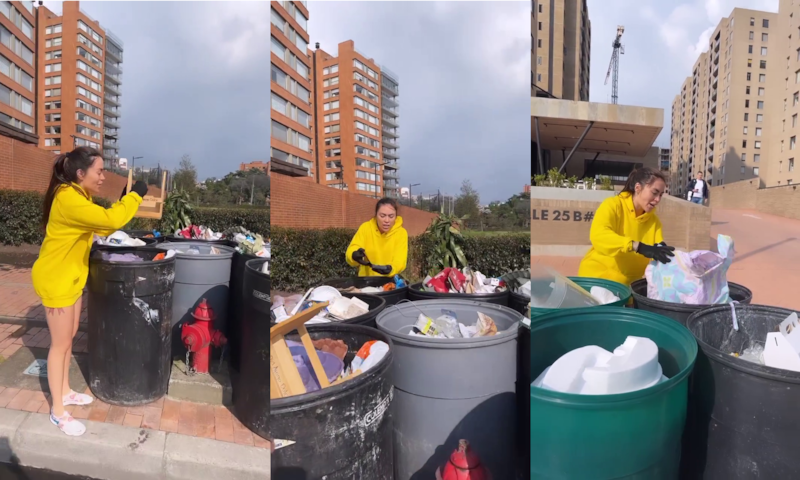 'Epa Colombia' se metió en la basura para rescatar varios objetos para su casa