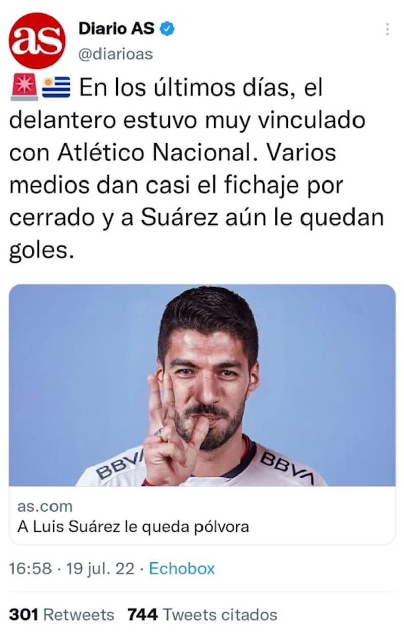 Luis Suárez, vinculado como posible refuerzo de Nacional por prestigioso medio