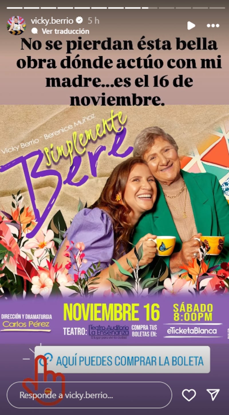 Vicky Berrío actuará con su madre en obra de teatro